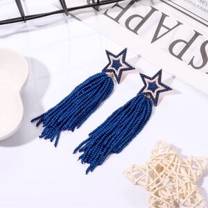 Sparkling Blue Star Beaded 
Earrings
